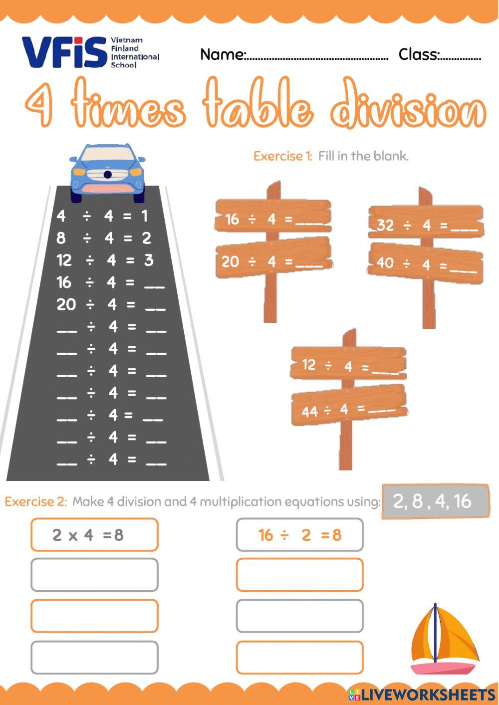 Math Week 18- 4 times table division