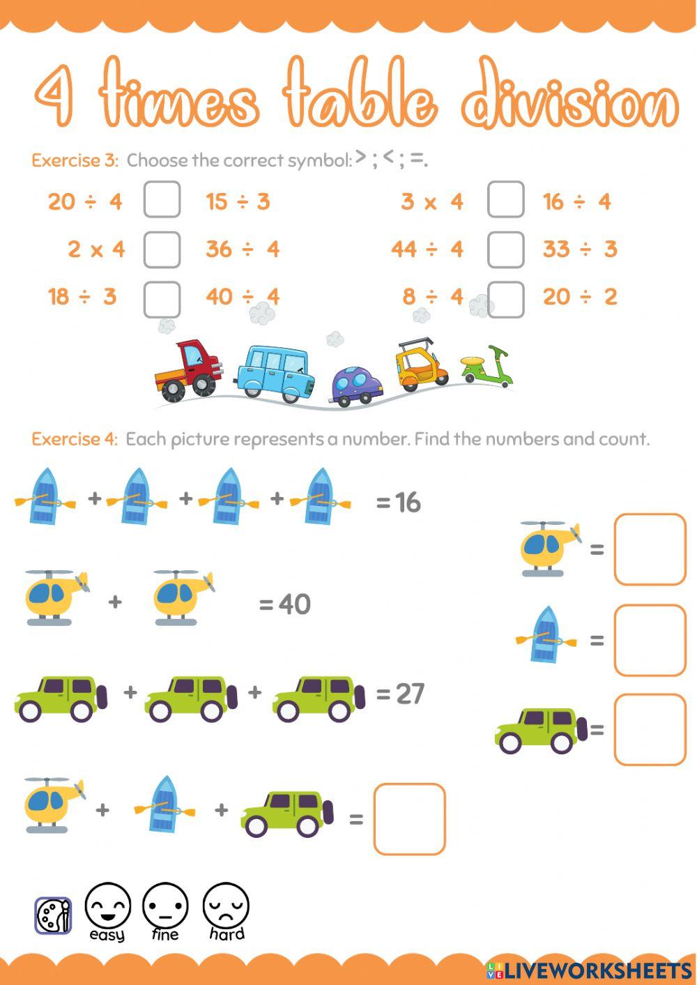 Math Week 18- 4 times table division