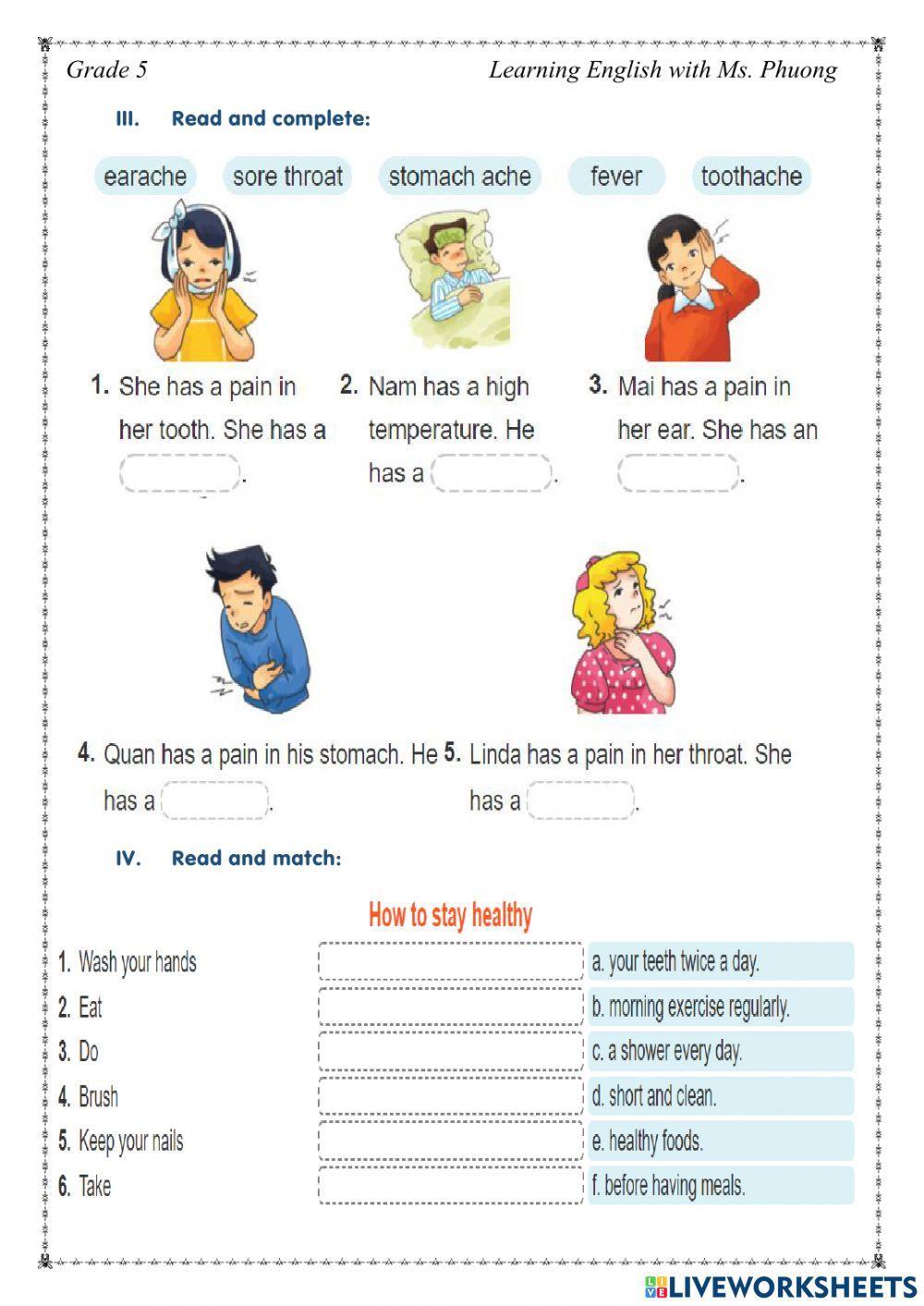 English 5 - Unit 11 - What's the matter with you?