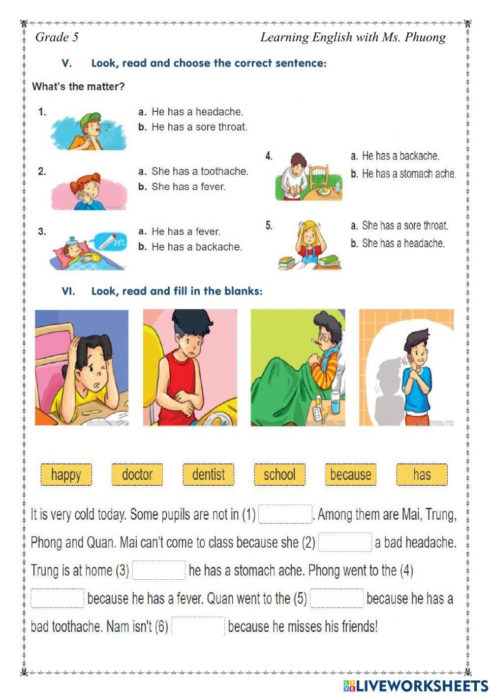 English 5 - Unit 11 - What's the matter with you?