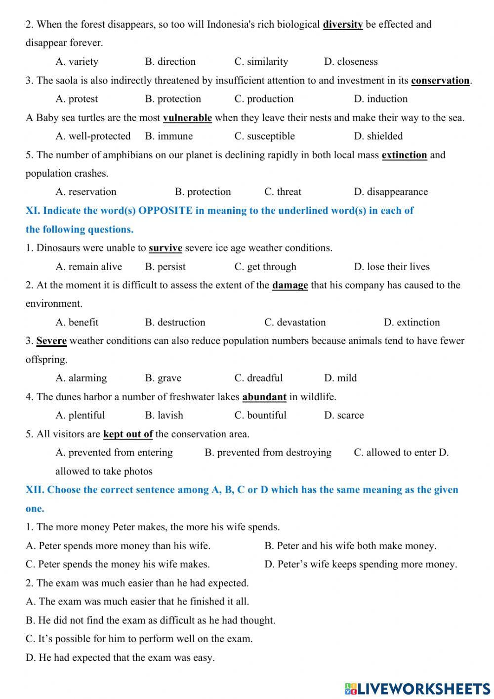 Unit 6 endangered spcies language