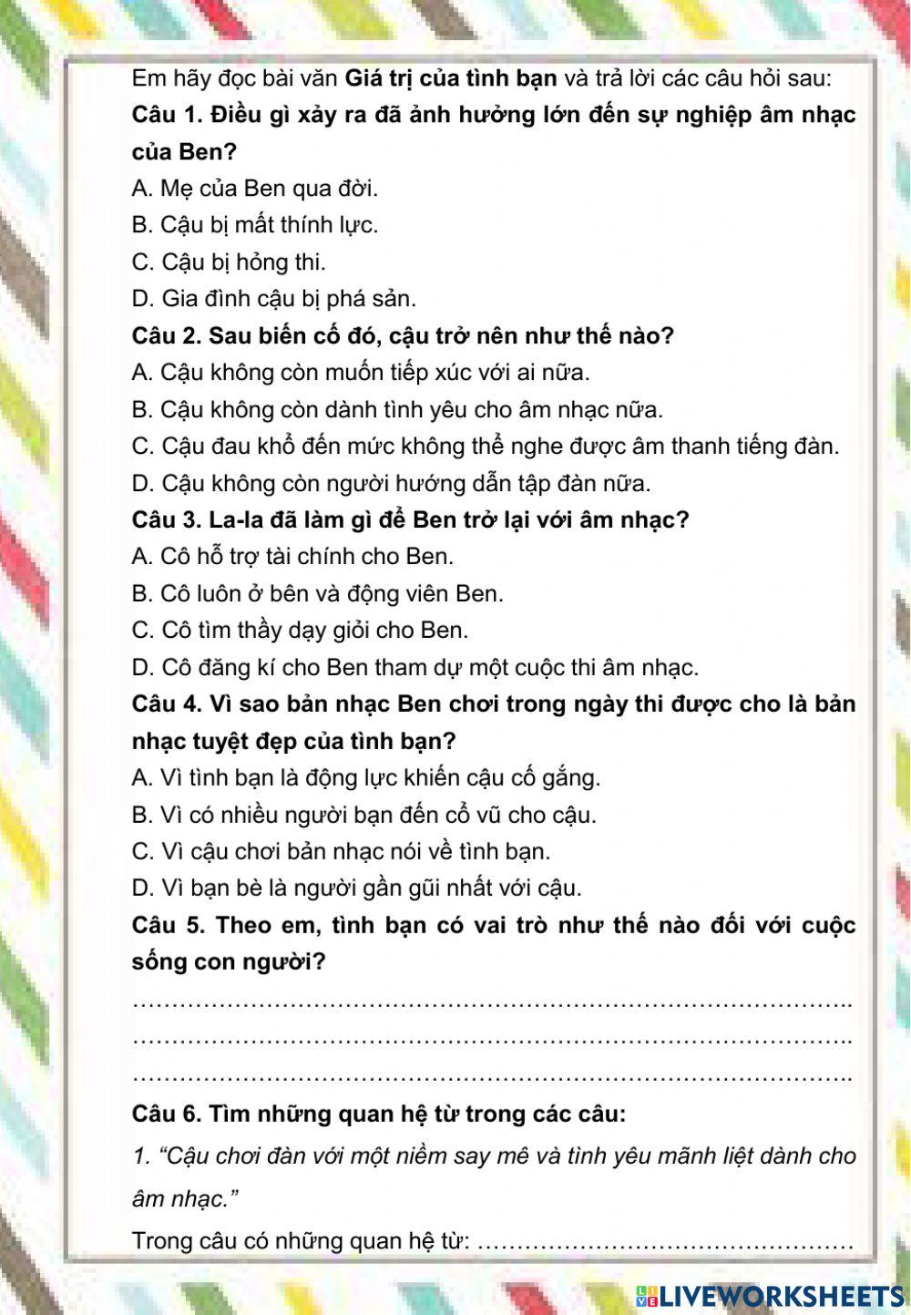 Tiếng Việt 5 - Ôn tập cuối kì 1