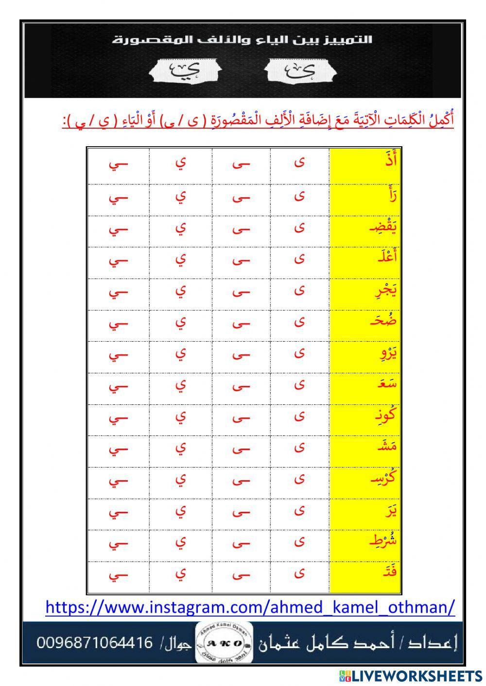 الألف المقصورة والياء