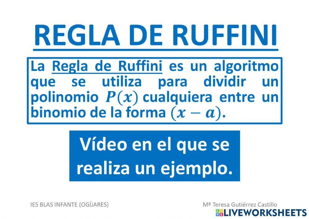 Regla de ruffini (ejemplos)