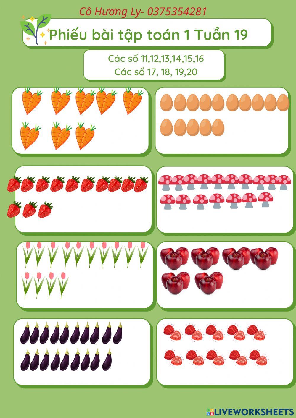 Toán lớp 1 tuần 19