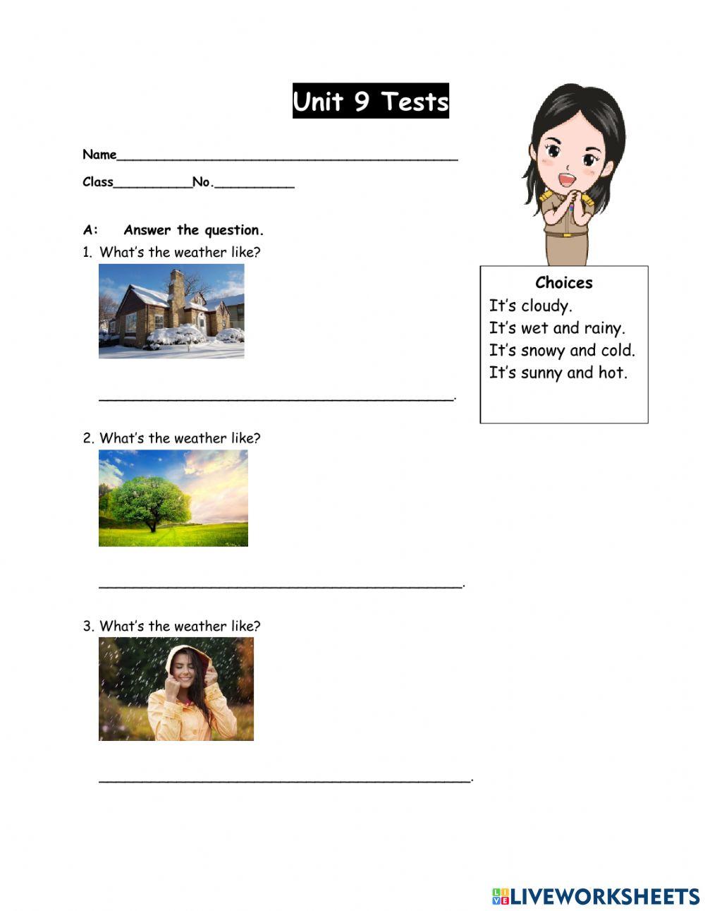 Test unit 9 m 1 online exercise for live worksheets