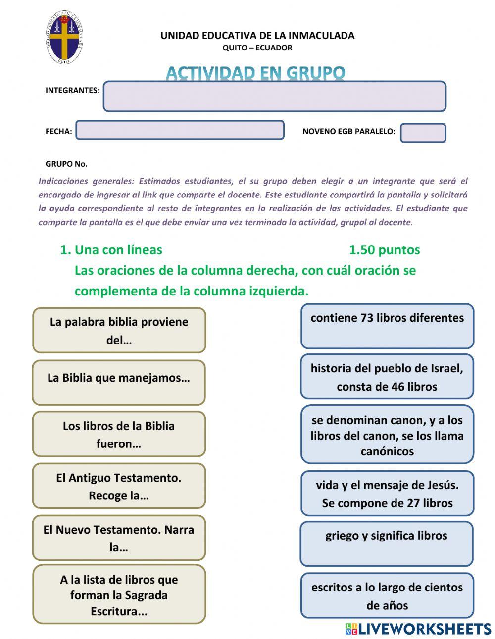 Actividad Grupal 9no EGB