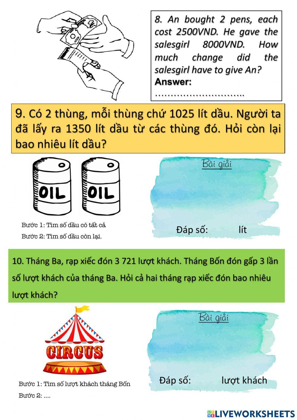 Nhân số 4 chữ số cho 1 chữ số