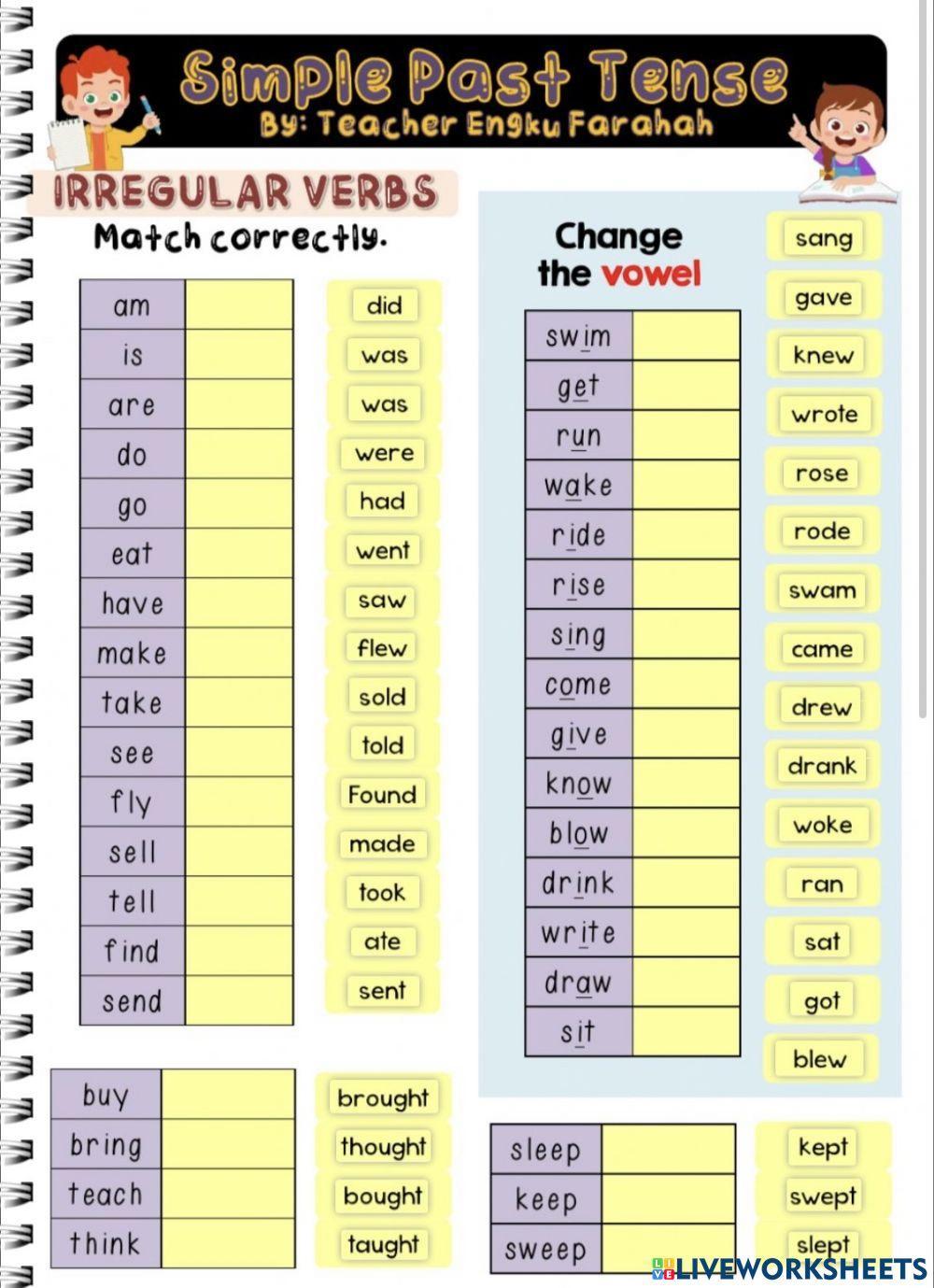 Past Simple Tense and regular-irregular verbs