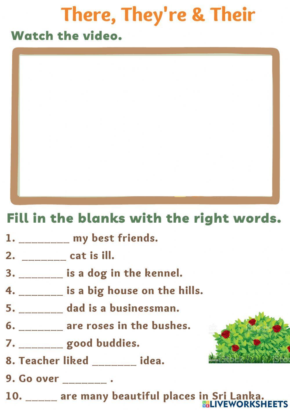 There They're & Their worksheet Live Worksheets