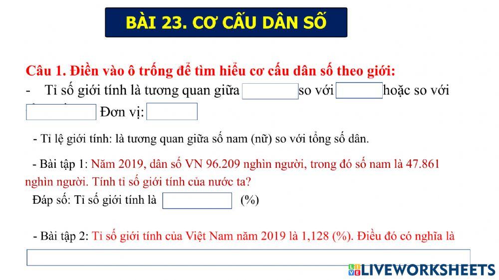 Bài 23. Cơ cấu dân số