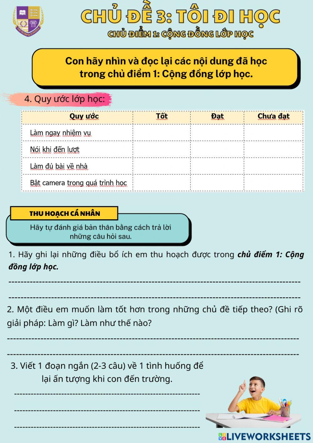 Tổng kết chủ điểm 1 - Cộng đồng lớp học