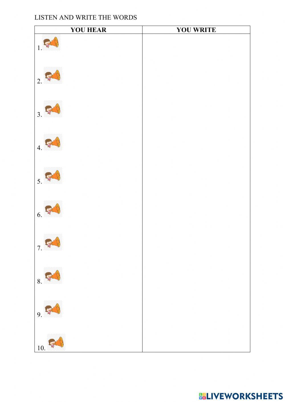 Listen and write sentences