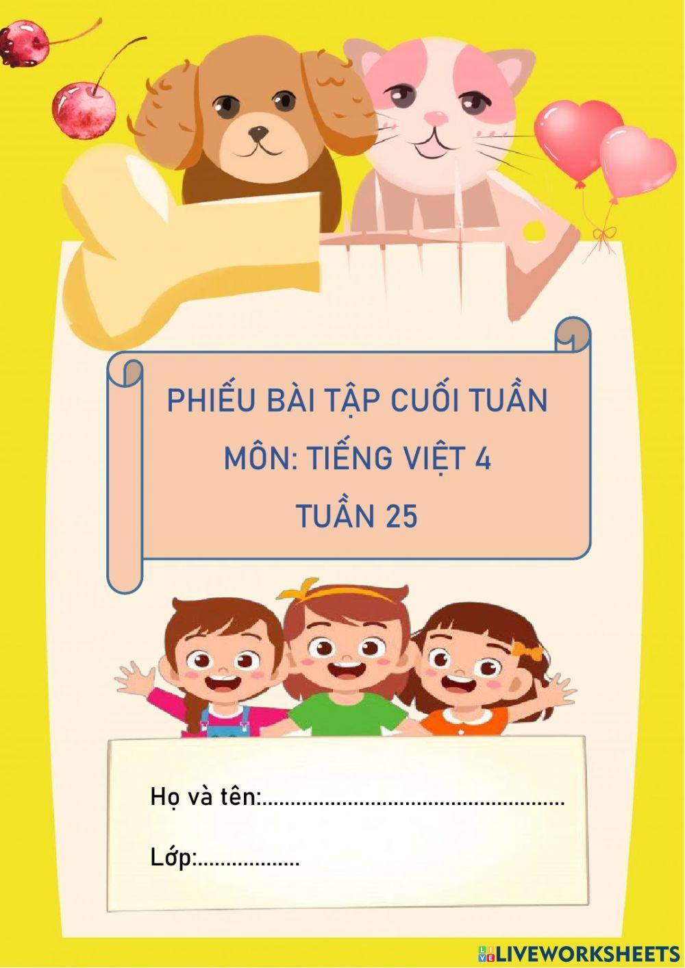 Phiếu bài tập Tiếng Việt 4 Tuần 25