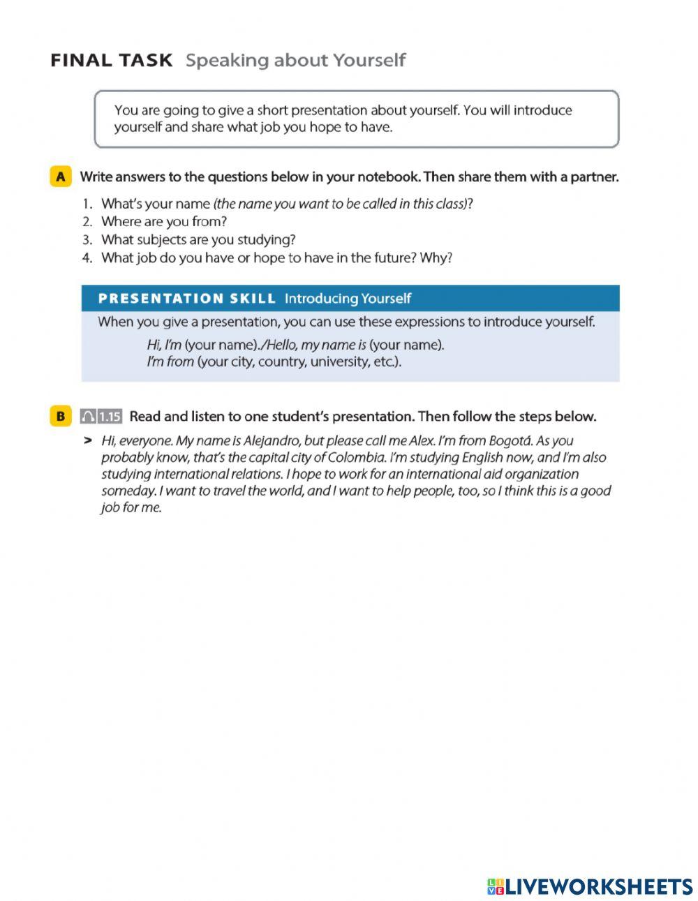 Av3 - unit 1 - listening & speaking part 2