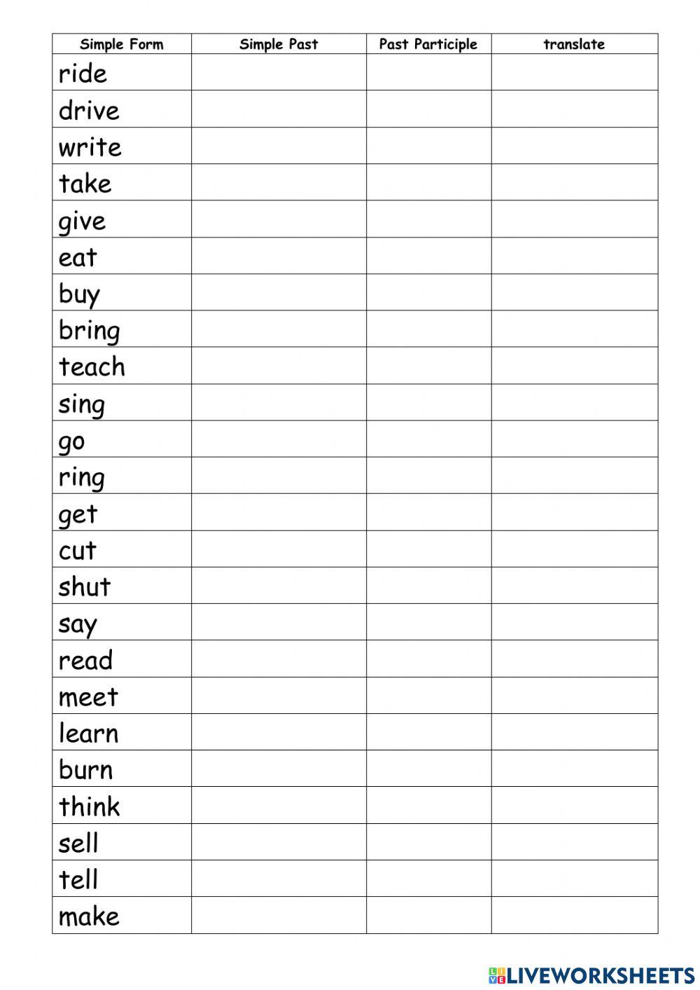 Irregular verbs 2