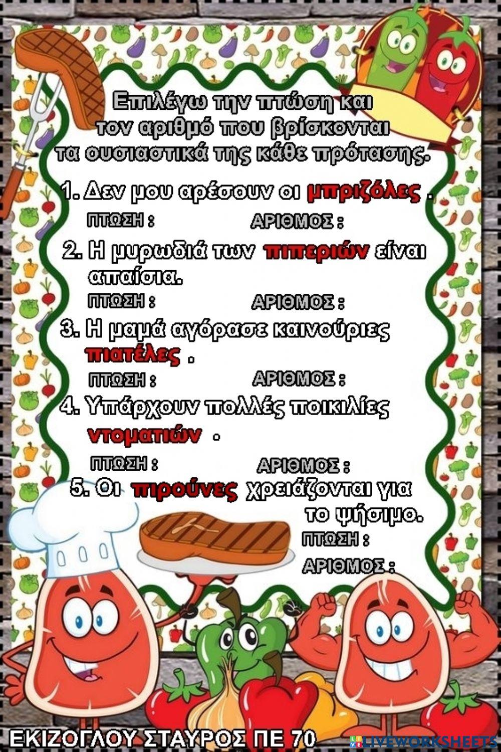 Διαλεγω τη σωστη πτωση και τον σωστο αριθμο των ουσιαστικων.