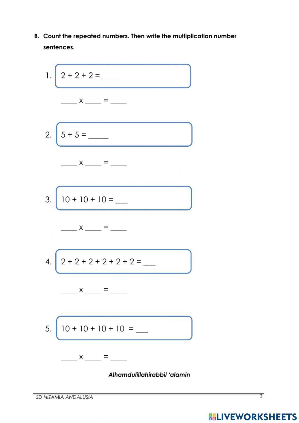 Multiplying in 2, 5 and 10
