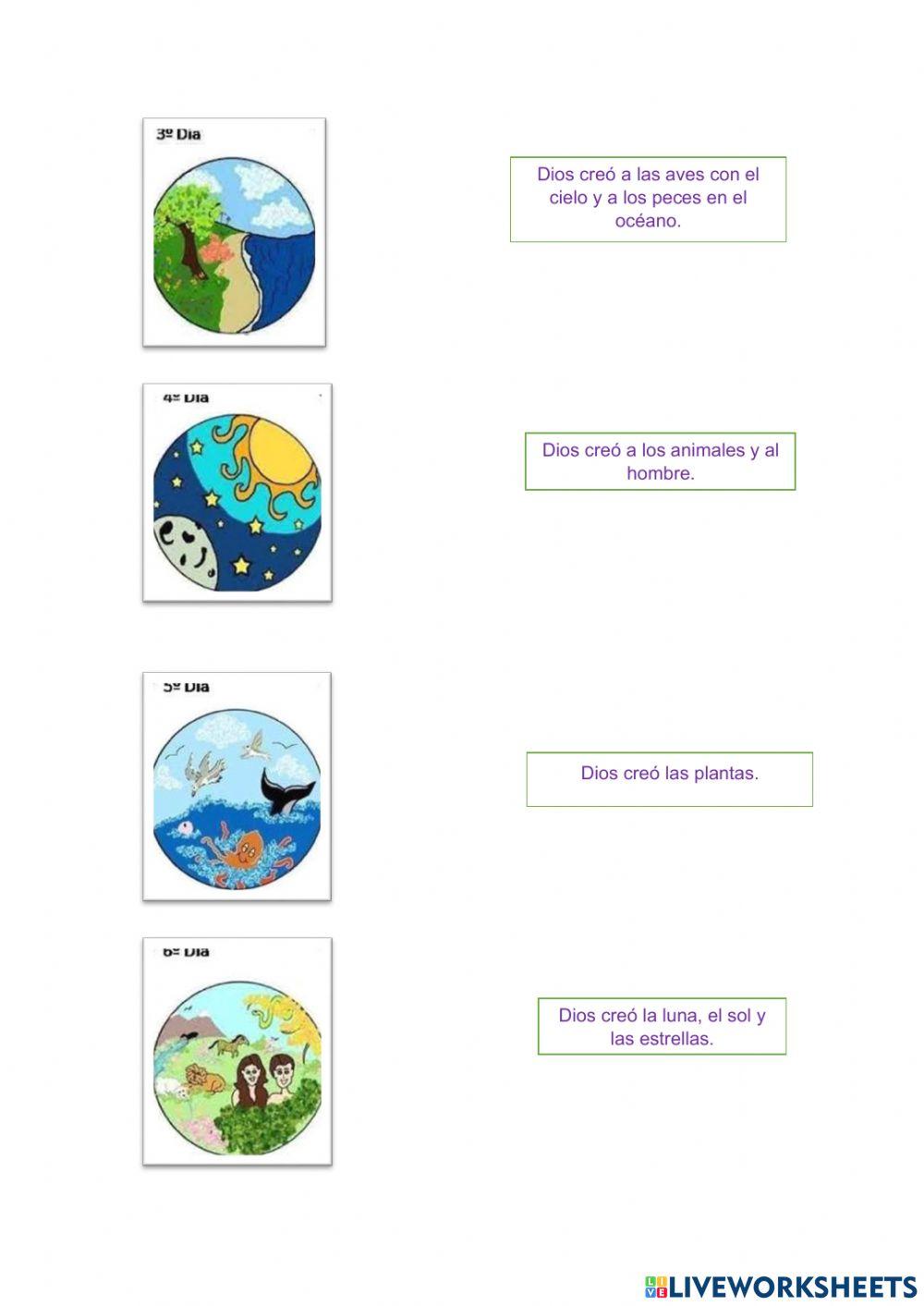 FICHAS INTERACTIVAS TEMA LA CREACIÓN. 3º E.P