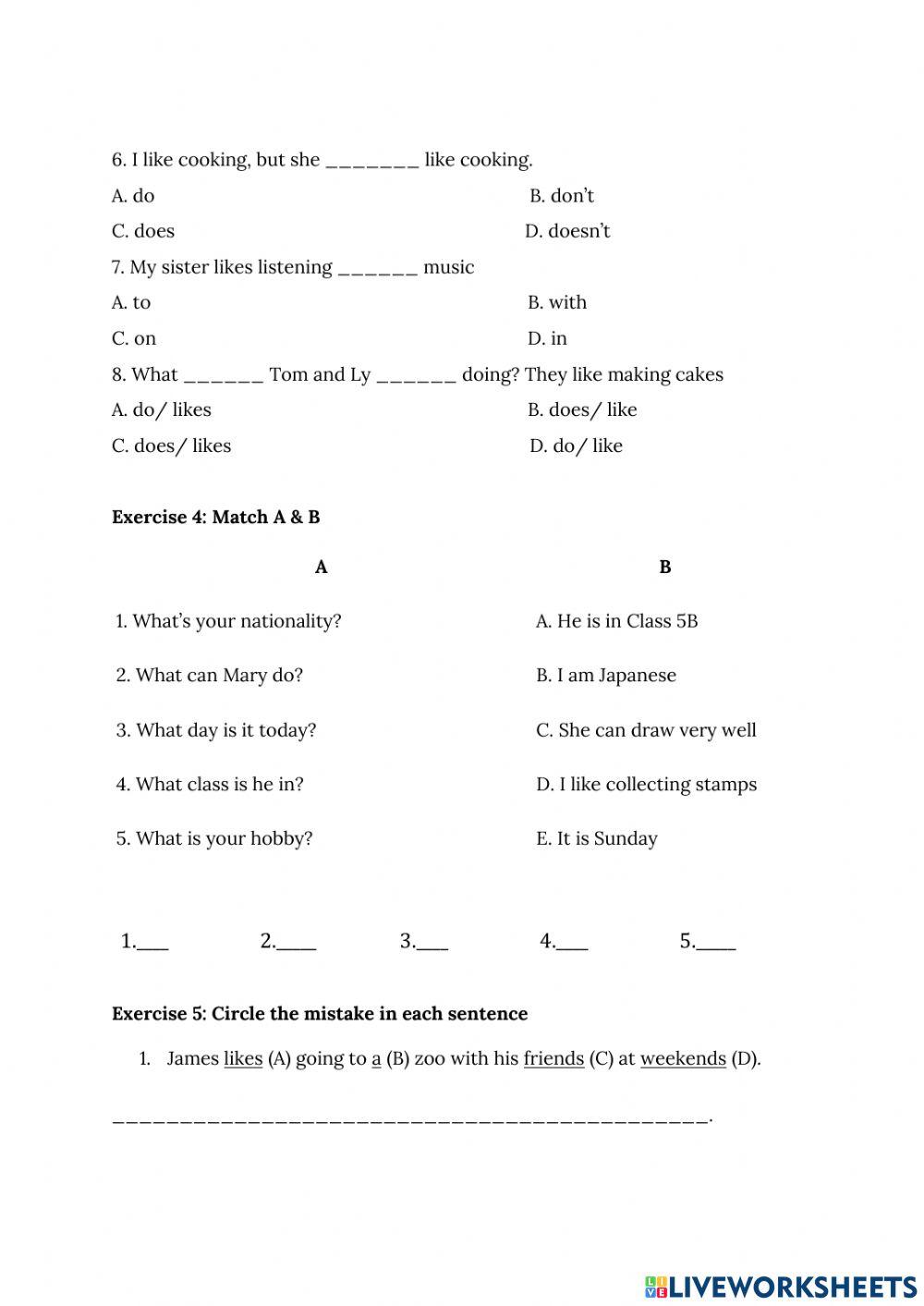 What do you like doing