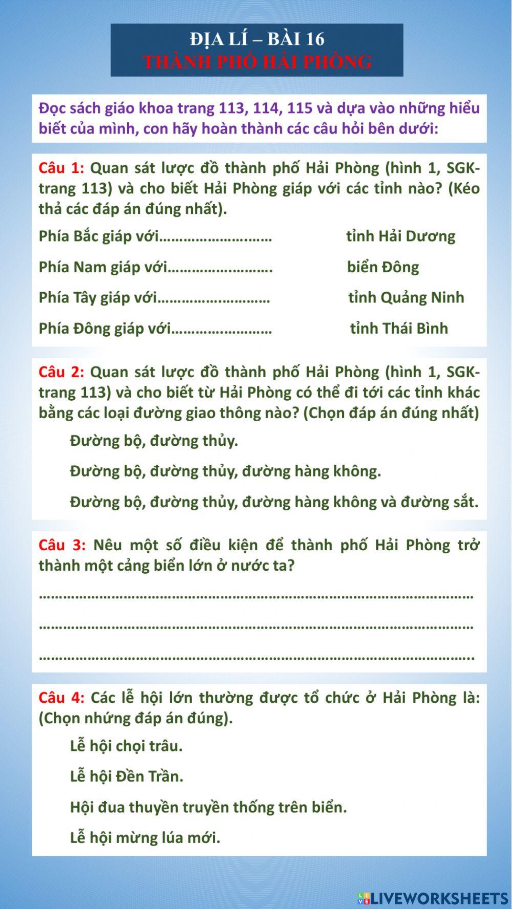 Địa lí-Thành phố Hải Phòng