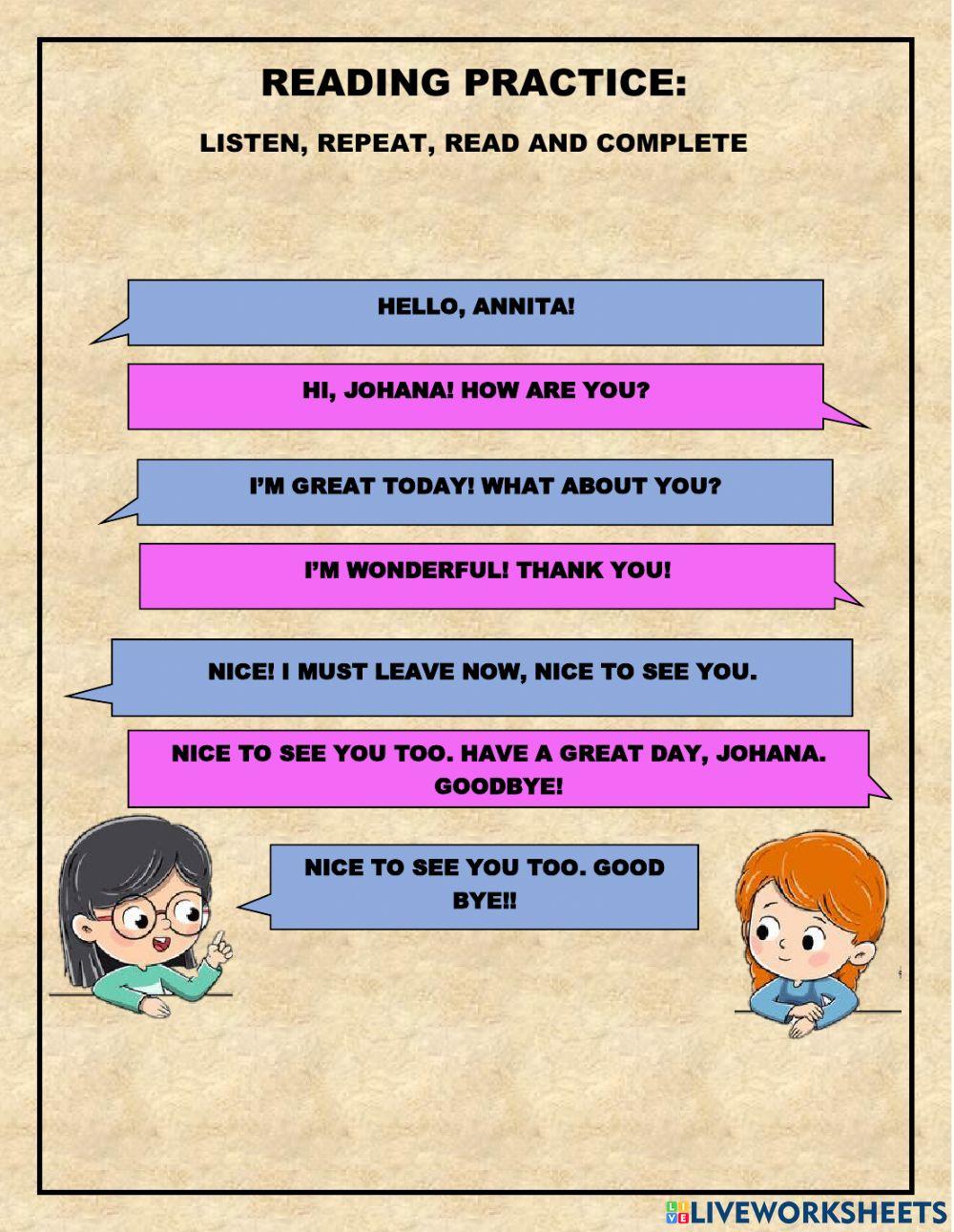 Greetings Reading Practice