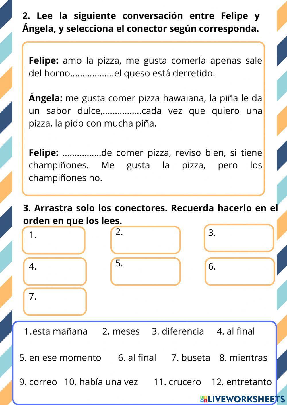 Conectores de adición y de tiempo