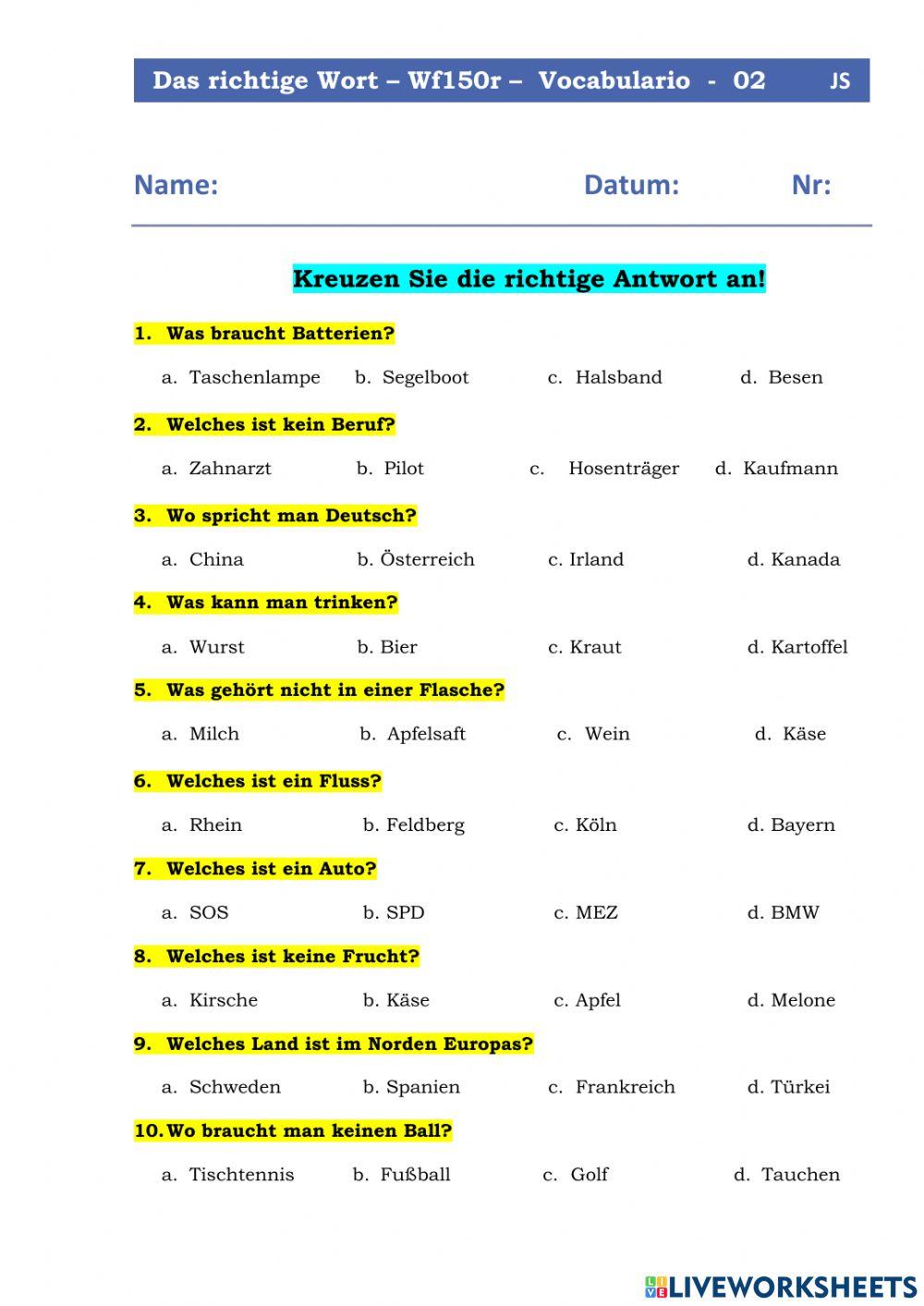 Das richtige Wort  Wf150 02