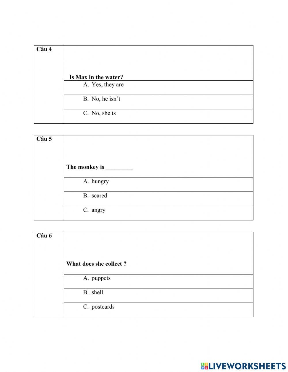 On tap nghe tieng anh lop 4 online exercise for live worksheets