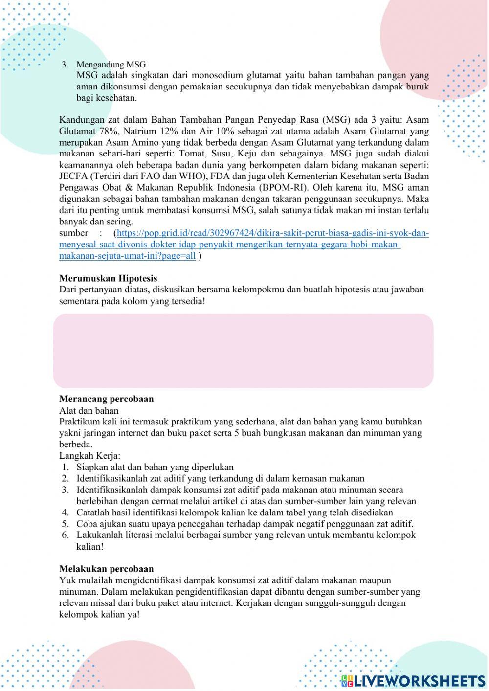 Lkpd dampak zat aditif