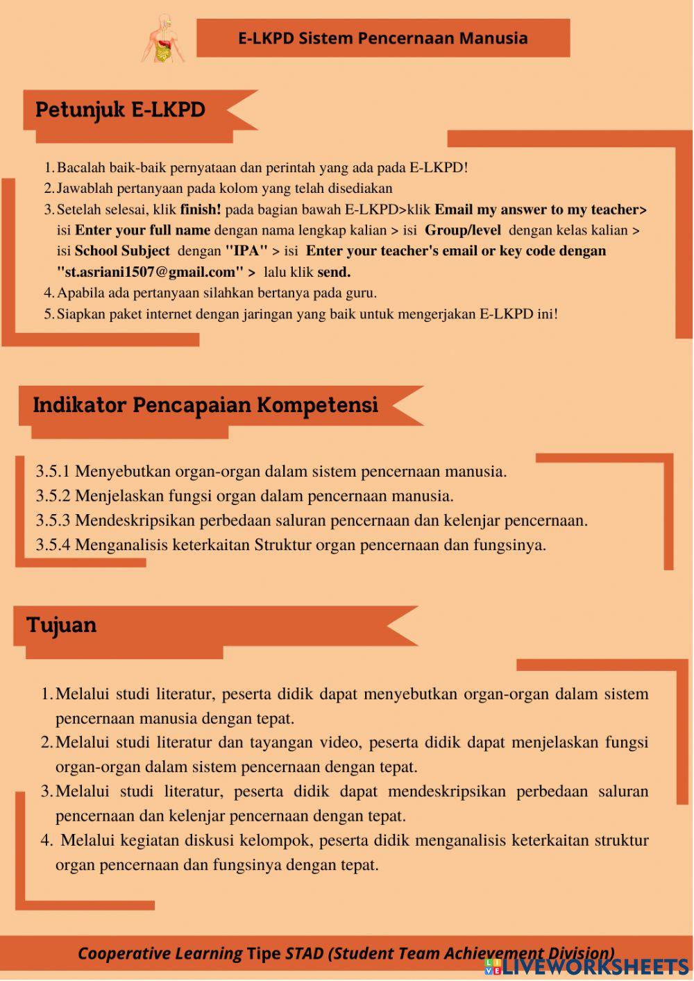 LKPD 2 Struktur Organ Pencernaan