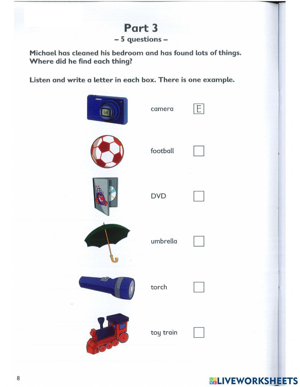 A2 Flyers practices test Listening part 3