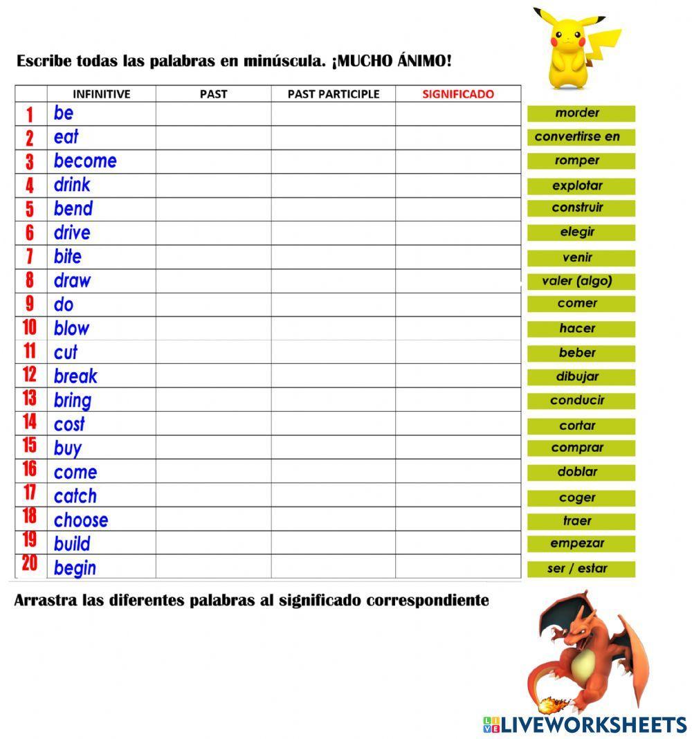 Verbos IRREGULARES 5º