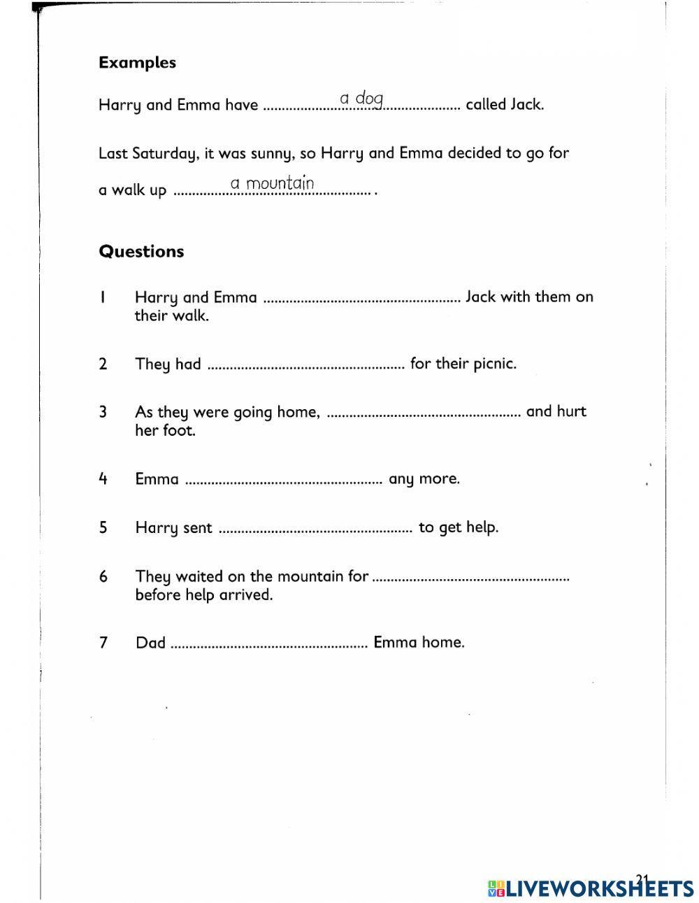 A2 Flyers practices test Reading and Writing part 5