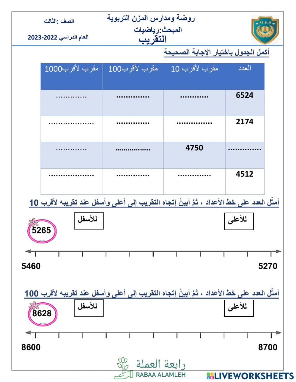 رياضيات - التقريب- رابعة العملة