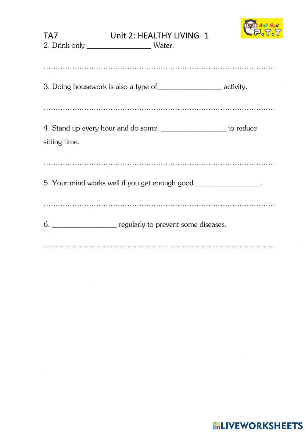 Ta7 unit 2 healthy living-1