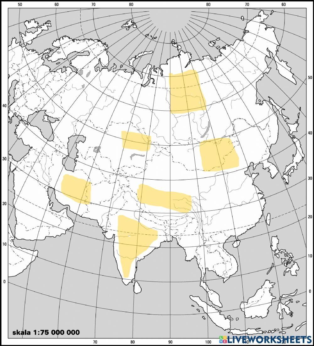 Mapa Azji - Wyżyny