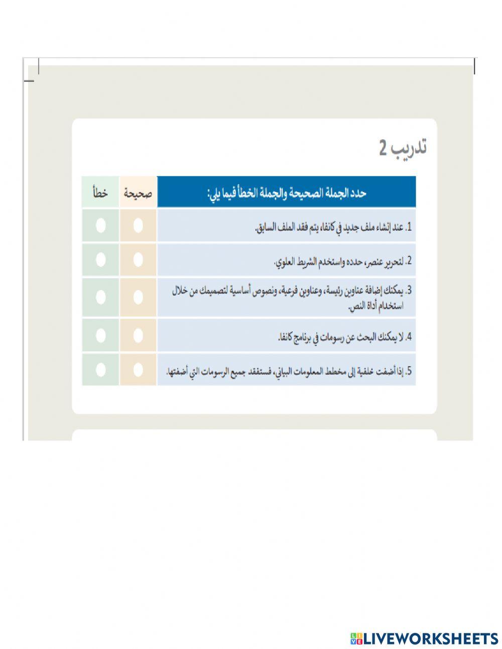 حل تدريبات الوحدة الثانية (مخطط المعلومات البياني)
