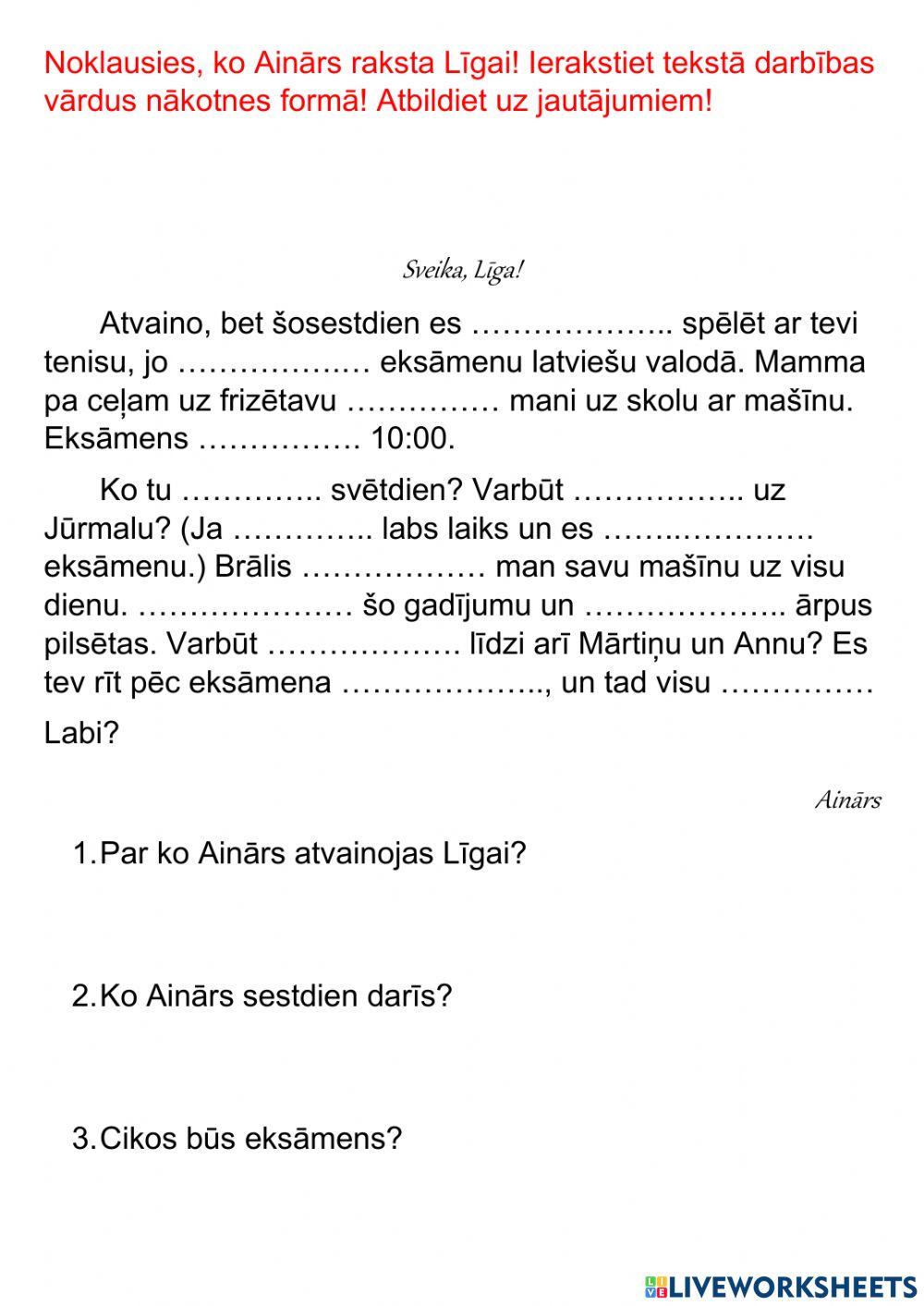 AV-62 + darb.v. nākotne + priedēkļi