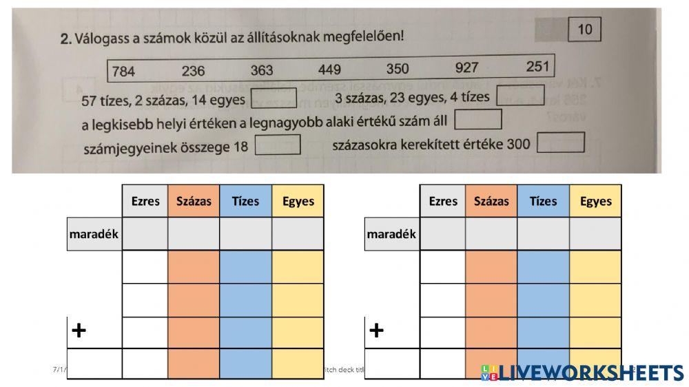 Első felmérő - 2. feladat
