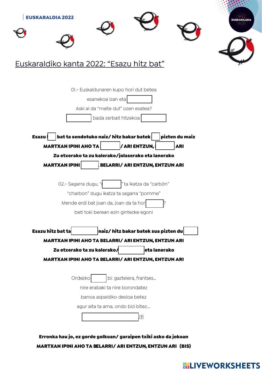 EUSKARALDIA 2022 - Abestia