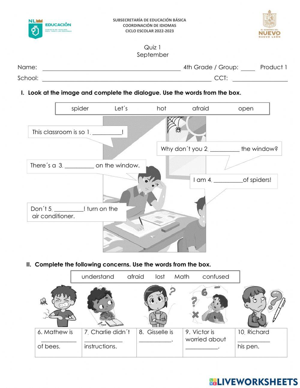 4th Grade September Exam