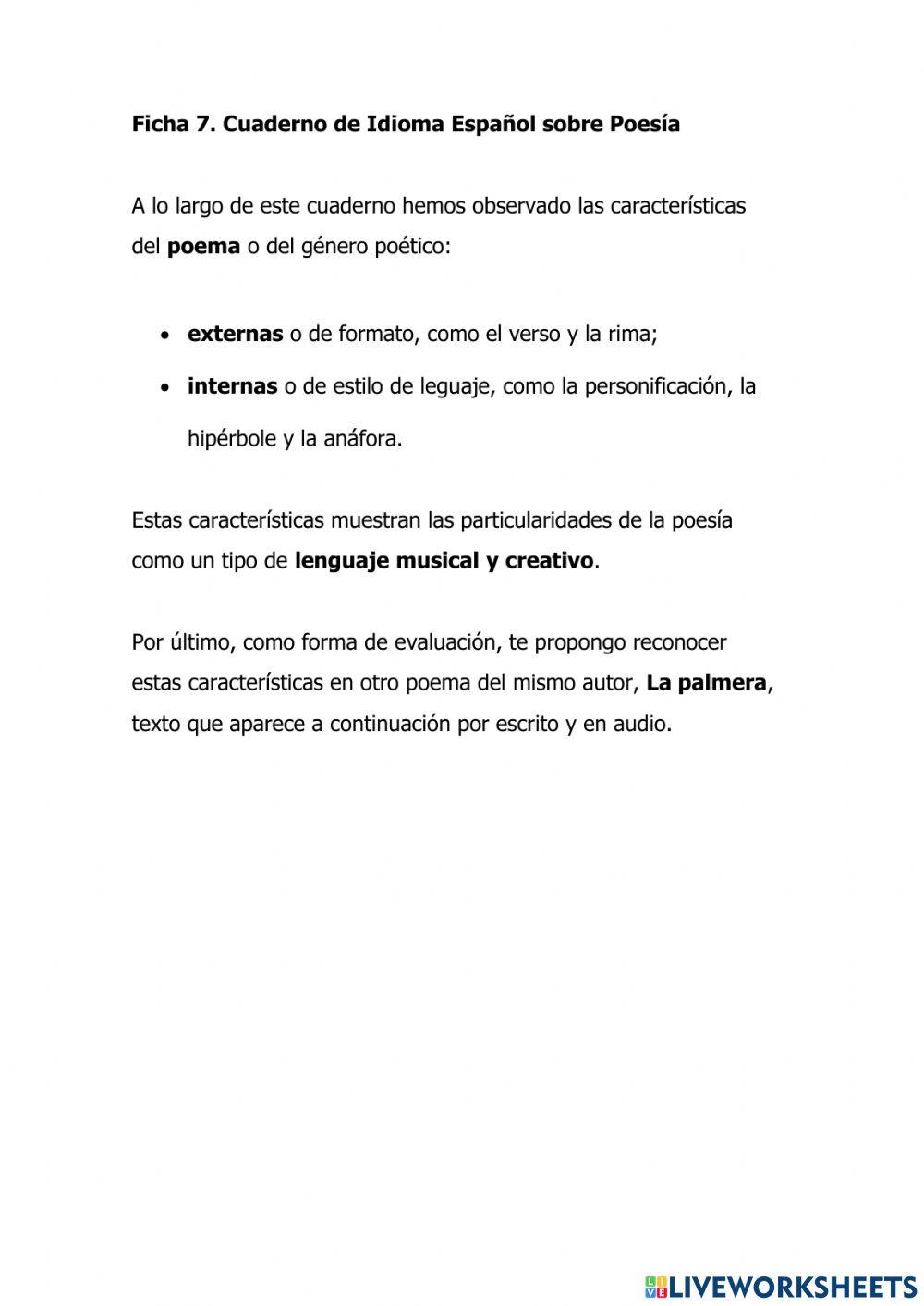 Ficha 7 Resumen y evaluación de poesía
