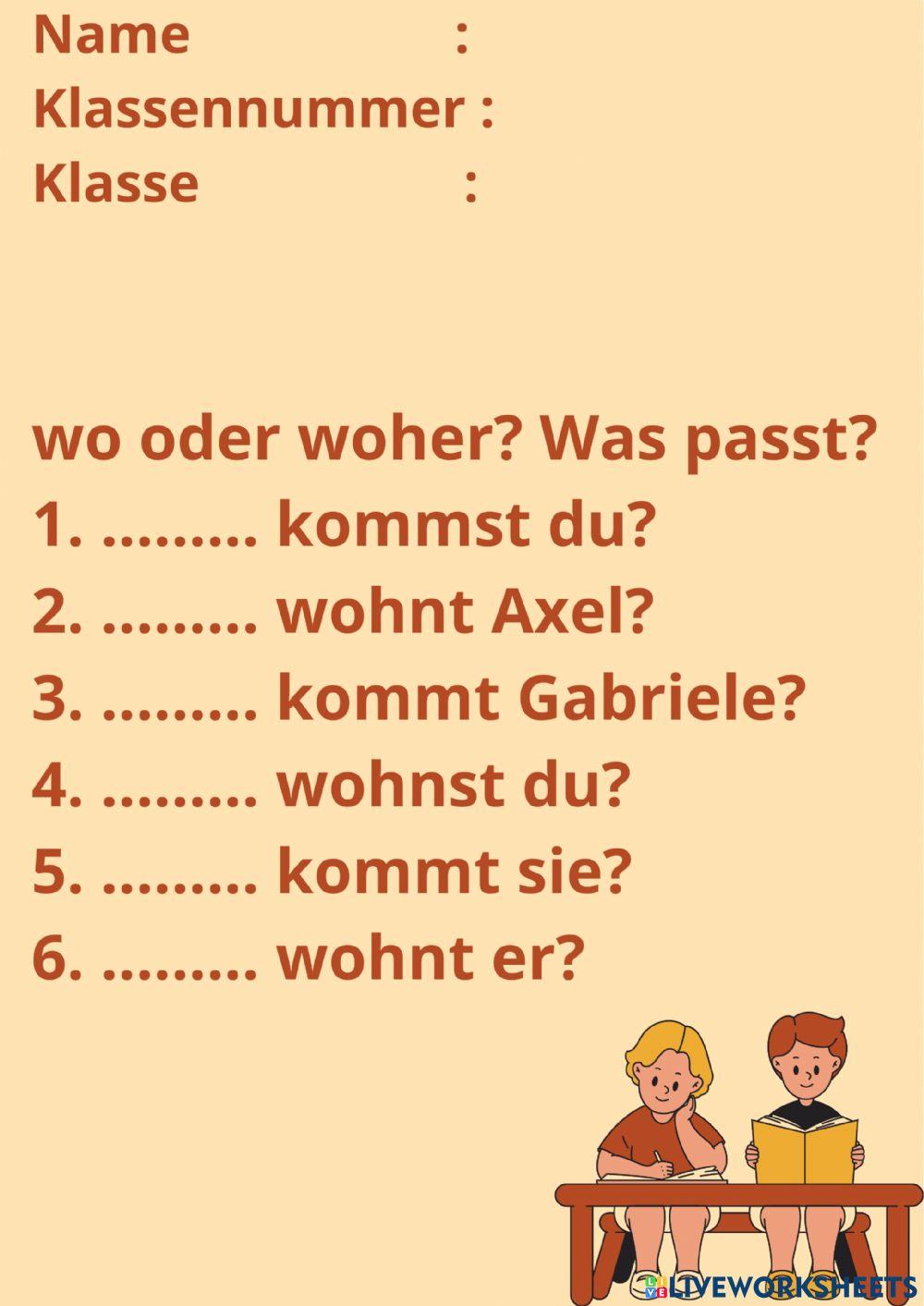 Wo woher und verben Wo woher und verben