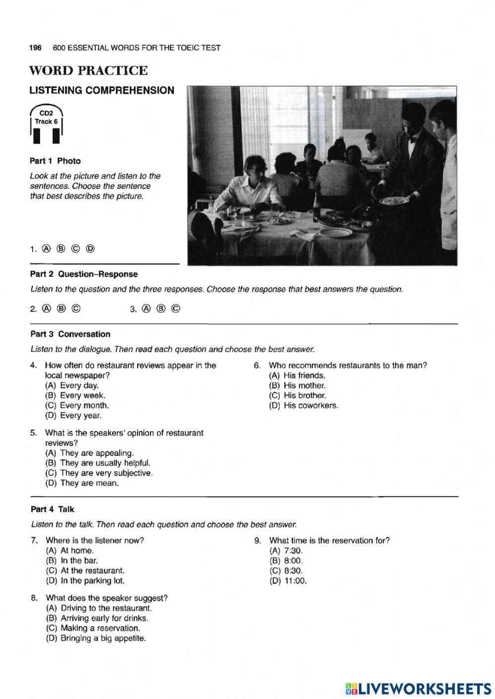 Lesson 31. selecting a restaurant