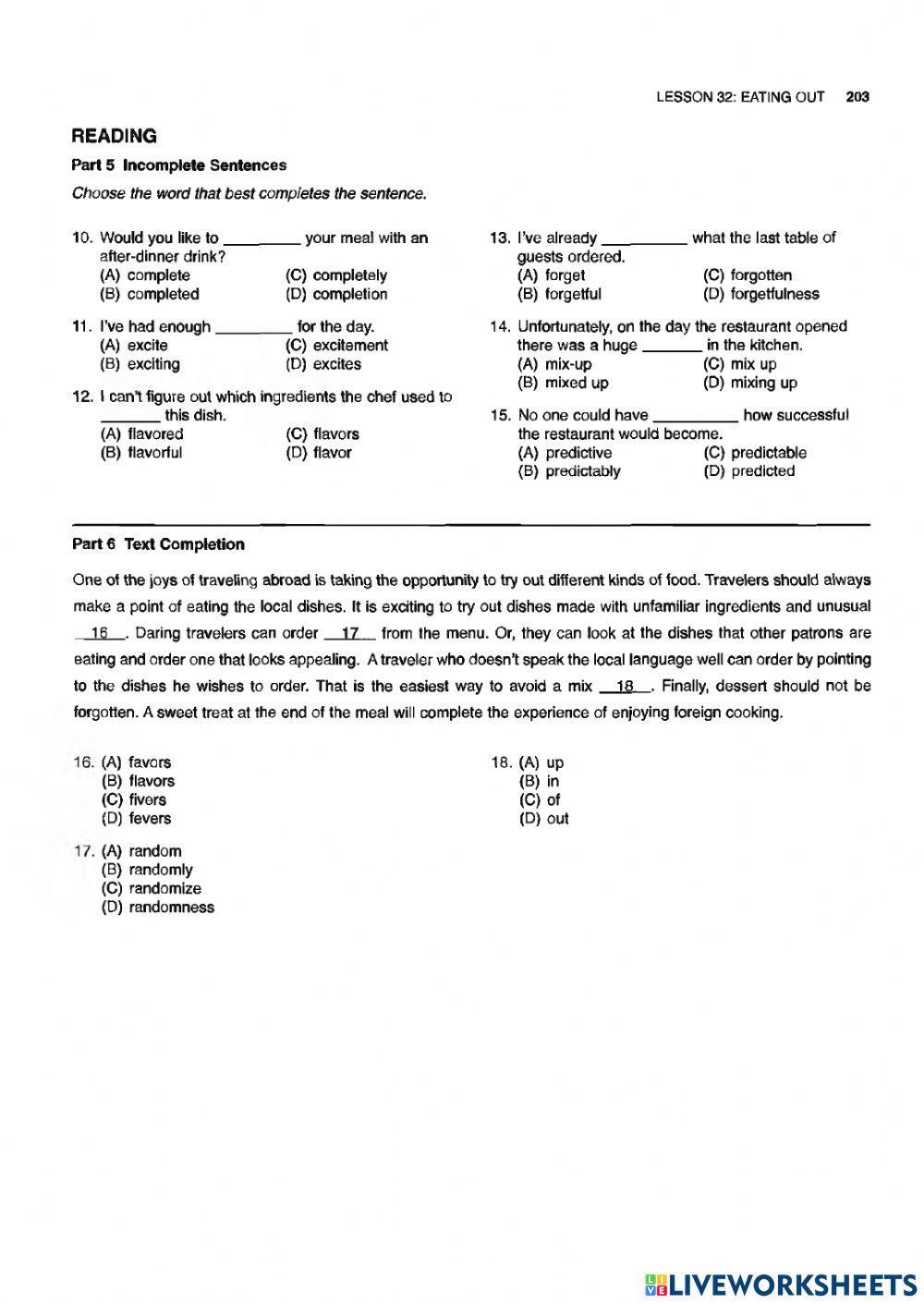 Lesson 32. eating out