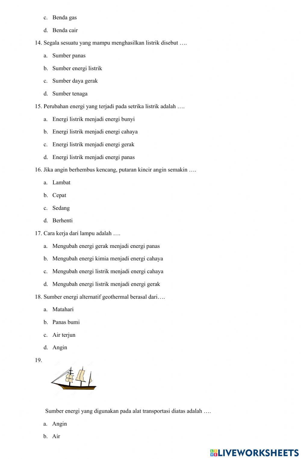 Soal PTS Ganjil IPA kelas 4 2022-2023