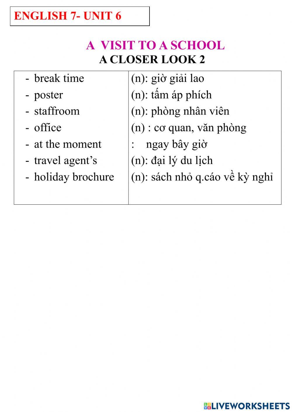English 7- unit 6- a closer look 2