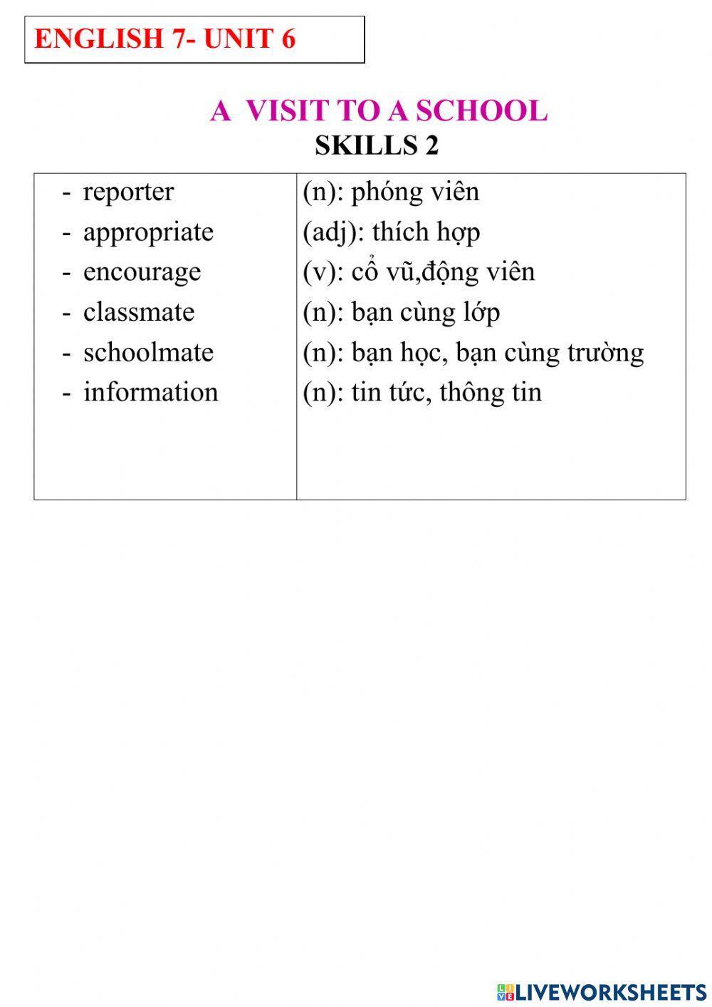 English 7- unit 6- skills 2
