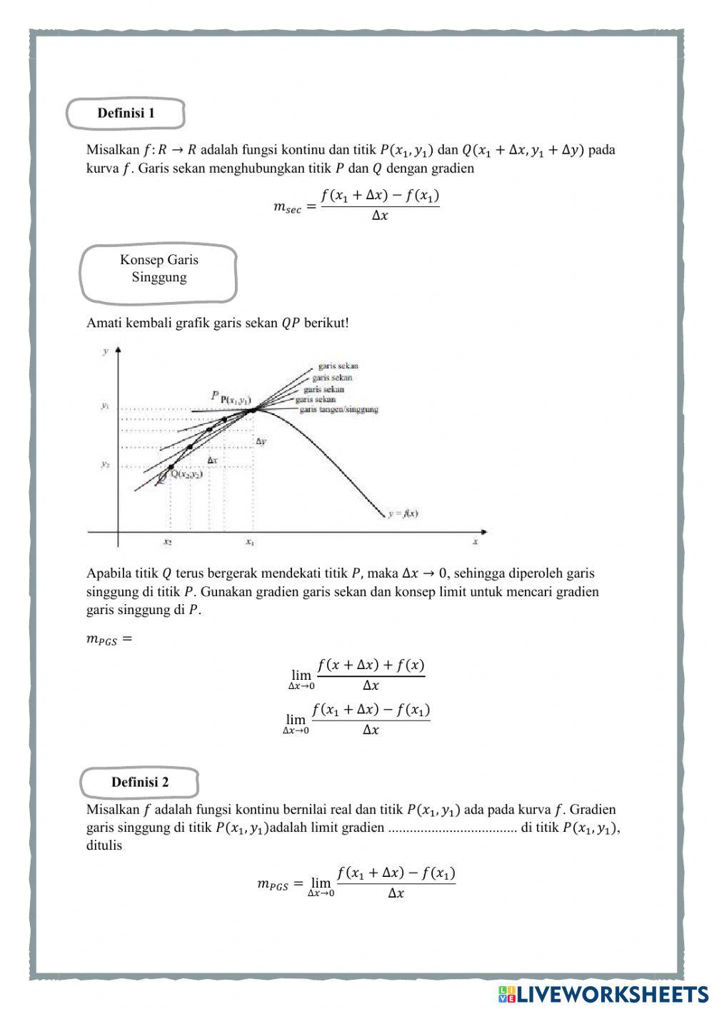 Turunan  Fungsi Aljabar